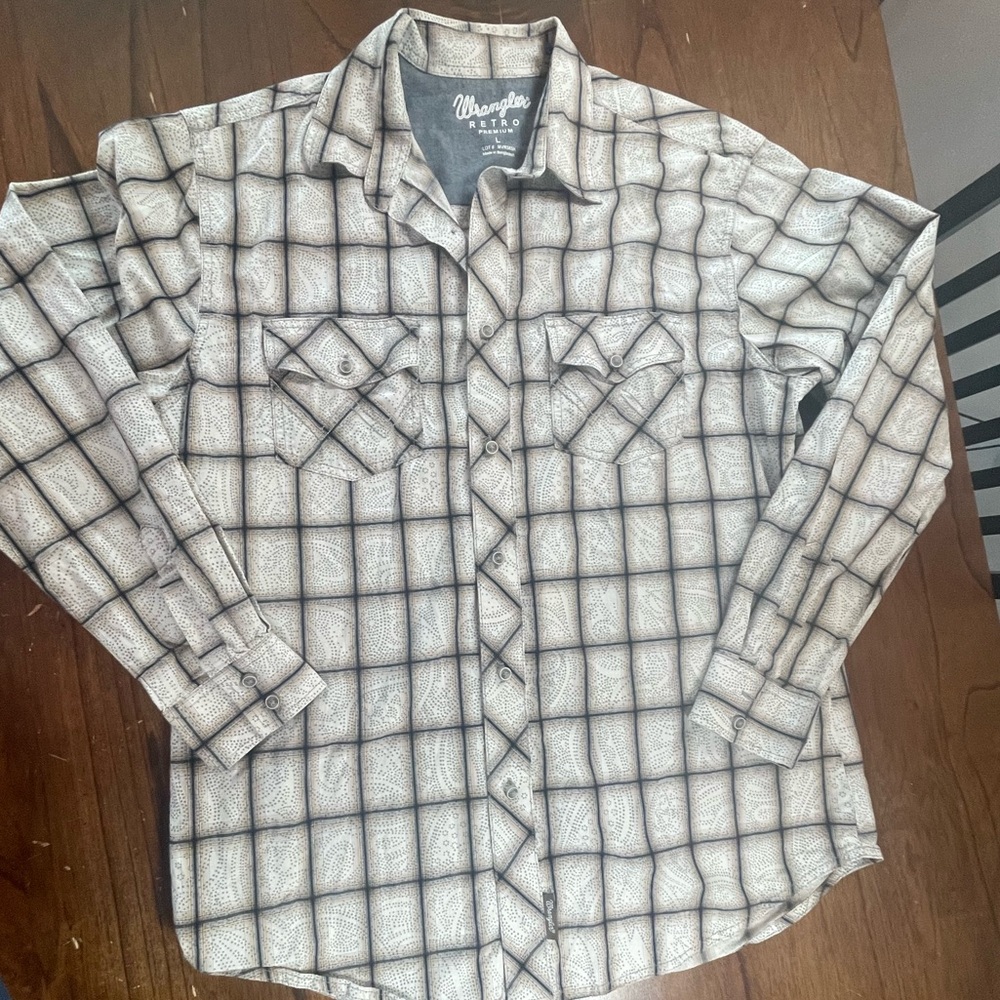 Wrangler Retro Premium Checkered Shirt - Cream and Brown